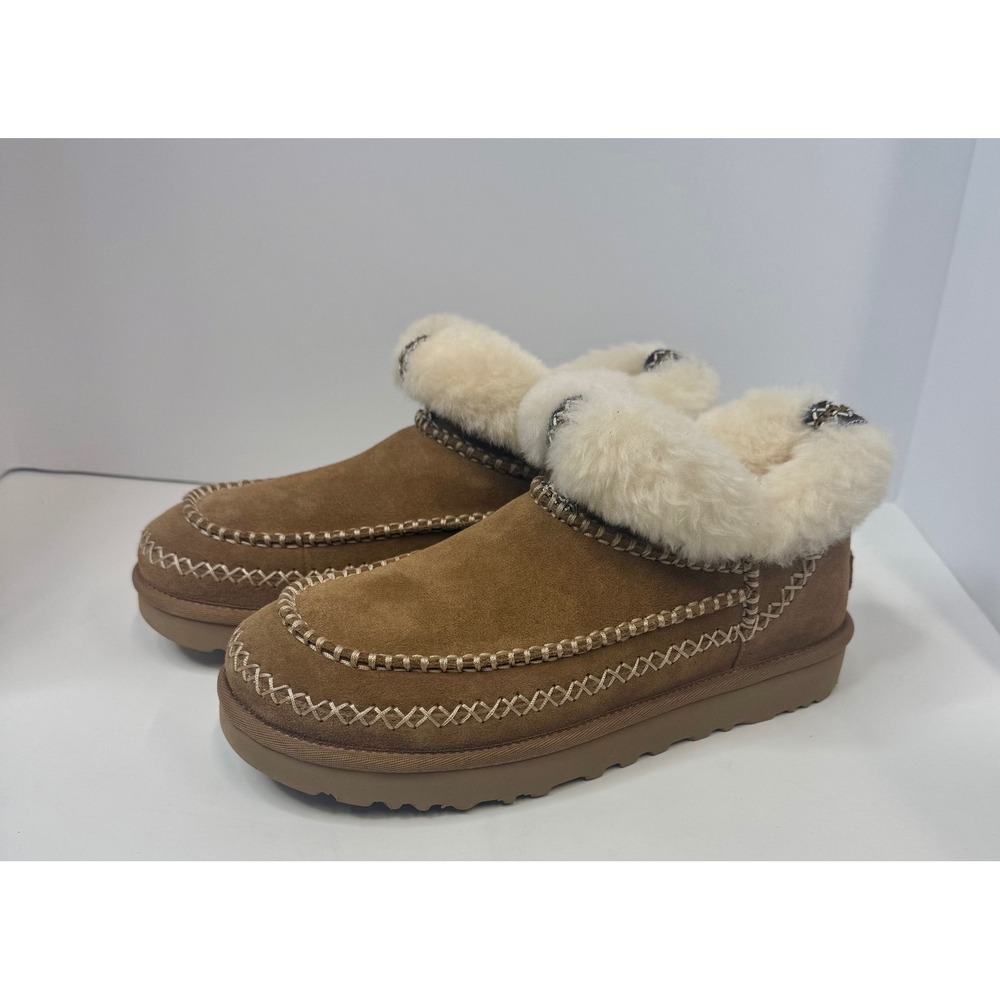 Ugg Women Classic Ultra Mini Alpine Boots Size 9 Chestnut Suede